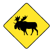 This is a moose crossing sign, please watch out for moose crossing.