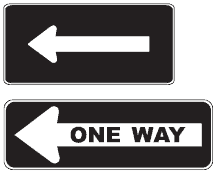 This sign indicates Traffic may only travel in the direction shown