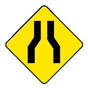 This sign indicates the road ahead will narrow