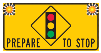 This is a warning sign showing signal lights ahead, be prepared to stop.