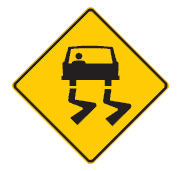 This is a warning sign showing slippery road ahead.