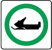 This sign indicates snowmobiles are allowed to use this road