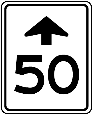 This sign indicates speed limit change ahead