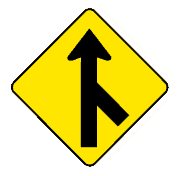 This sign indicates two roads going in the same direction are joining into one 